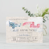 Het is Twins Boy Girl |  Baby shower vliegtuig Kaart