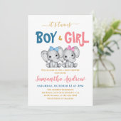 Het is Twins Cute Elephant Boy & Girl Baby shower Kaart (Staand voorkant)