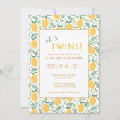 Het is Twins Cute Yellow Lemon Foliage Baby shower Kaart (Voorkant)