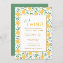 Het is Twins Cute Yellow Lemon Foliage Baby shower