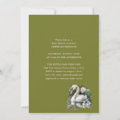 Het is Twins Elegant Groen Script Swan Baby shower Kaart (Achterkant)