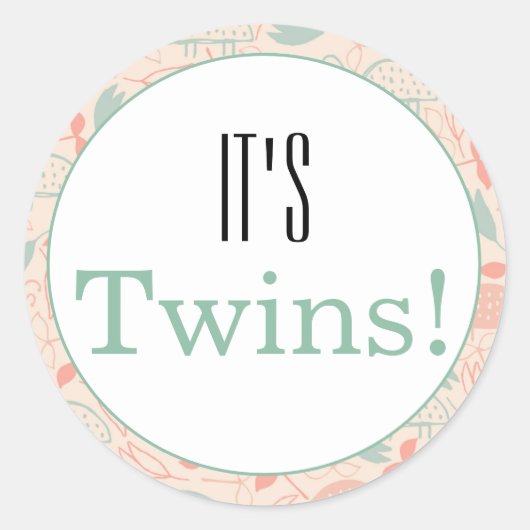Het is Twins. Floral Baby shower Ronde Sticker (Voorkant)