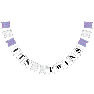 Het is Twins Lavender Polk Baby shower Bunting Fla Vlaggetjes