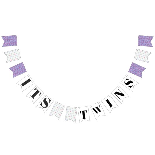 Het is Twins Lavender Polk Baby shower Bunting Fla Vlaggetjes (Alle)