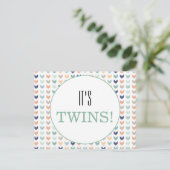 Het is Twins Modern Geometric Twins Baby shower Briefkaart (Staand voorkant)