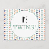 Het is Twins Modern Geometric Twins Baby shower Briefkaart (Voorkant)