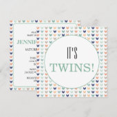 Het is Twins Modern Geometric Twins Baby shower Kaart (Voorkant / Achterkant)