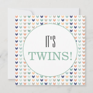 Het is Twins Modern Geometric Twins Baby shower Kaart