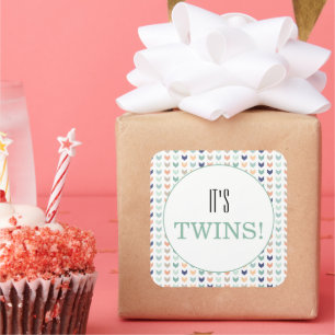 Het is Twins Modern Geometric Twins Baby shower Vierkante Sticker
