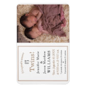 Het is Twins Modern Photo Birth Announcement Magneet (Verticaal)