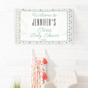Het is Twins Modern Twins Baby shower Welcome Spandoek