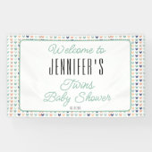 Het is Twins Modern Twins Baby shower Welcome Spandoek (Horizontaal)
