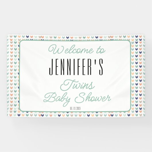 Het is Twins Modern Twins Baby shower Welcome Spandoek (Horizontaal)