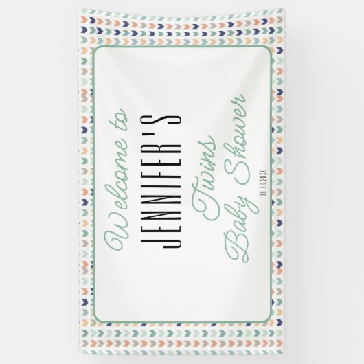 Het is Twins Modern Twins Baby shower Welcome Spandoek (Verticaal)