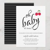 Het is Twins Modern Typography Cherry Baby shower Kaart (Voorkant / Achterkant)
