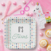 Het is Twins. Moderne geneutrale Baby shower Papieren Bordje (Feest)