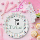 Het is Twins. Moderne geometrische Baby shower Papieren Bordje (Feest)