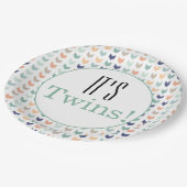 Het is Twins. Moderne geometrische Baby shower Papieren Bordje (Gekanteld)