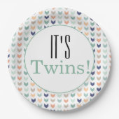 Het is Twins. Moderne geometrische Baby shower Papieren Bordje (Voorkant)