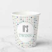 Het is Twins | Moderne geometrische tweeling Baby  Papieren Bekers (Voorkant)