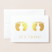 Het is Twins New Baby Gold Folie Kaarten (Voorkant met envelop)