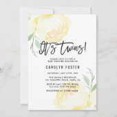 Het is Twins. Peony Baby shower Invitation Kaart (Voorkant)