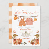Het is Twins Pumpkins Baby shower Clothesline Flor Kaart (Voorkant / Achterkant)