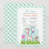 Het is Twins Schattig Giraffe Baby shower Kaart (Voorkant / Achterkant)