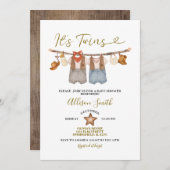 Het is Twins Western Cowboy Baby shower Kaart (Voorkant / Achterkant)