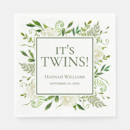Het is Twins White Hydrangeas Baby shower Servet