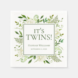 Het is Twins White Hydrangeas Baby shower Servet