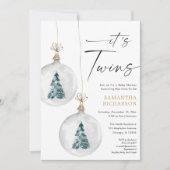 Het is Twins Winter Christmas baby shower Kaart (Voorkant)