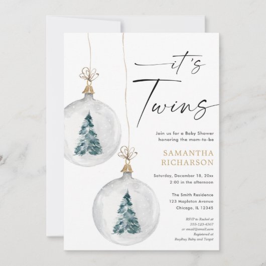 Het is Twins Winter Christmas baby shower Kaart (Voorkant)