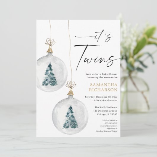 Het is Twins Winter Christmas baby shower Kaart (Staand voorkant)