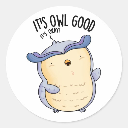 Het is Uil Good Funny Bird Pun Ronde Sticker (Voorkant)