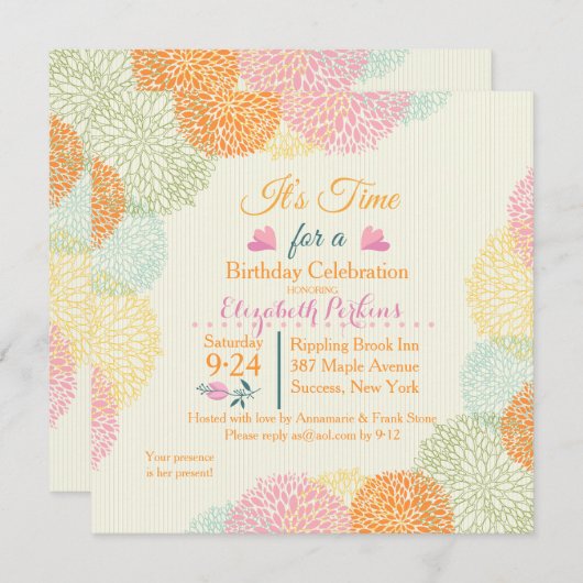 Het is Uitnodiging van de Verjaardag van de Tijd (Voorkant / Achterkant)