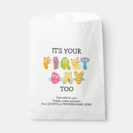 HET IS UW EERSTE DAG TE OUDERE Favor Bag Bedankzakje (Voorkant)