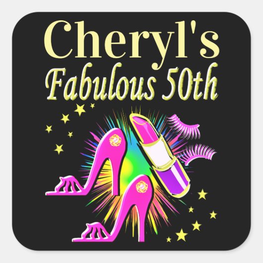 HET IS UW FANTASTISCHE 50E GEPERSONALISEERDE ONTWE VIERKANTE STICKER (Voorkant)