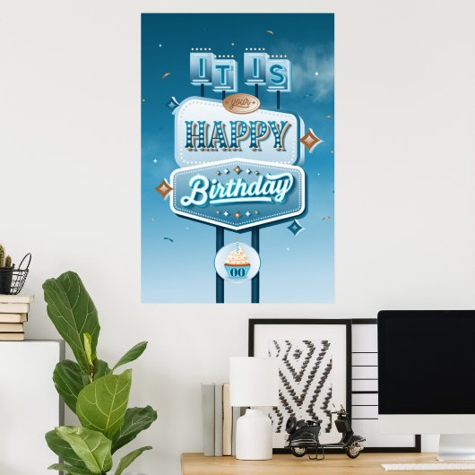 Het is uw Happy Birthday Poster (24x36) (Thuiskantoor)