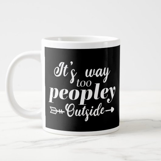 Het is veel te druk buiten typografie grote koffiekop (Links)