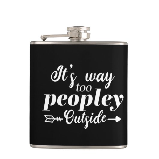 Het is veel te druk buiten typografie heupfles (Voorkant)