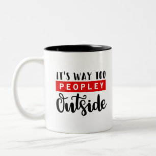 Het is veel te veel mensen buiten tweekleurige koffiemok