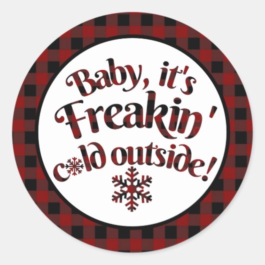 Het is verdomd koud buiten Buffalo Plaid Christmas Ronde Sticker (Voorkant)