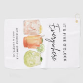 Het is vijf uur overal met pensioen feest golfhanddoek (Horizontaal)