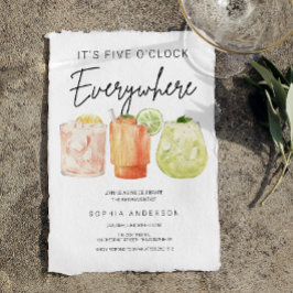 Het is vijf uur overal met pensioen feest kaart