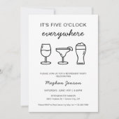 Het is vijf uur overal met pensioen feest kaart (Voorkant)