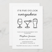 Het is vijf uur overal met pensioen feest kaart (Voorkant / Achterkant)