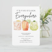 Het is vijf uur overal met pensioen feest kaart (Staand voorkant)