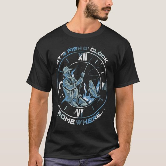 Het is Vis O' Clock Ergens Visser T-shirt (Voorkant)