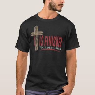 Het Is Voltooid Abstracte Houtnerf Christelijk Kru T-shirt